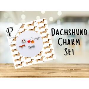 Dachshund Charm Wiener Dog Locket Memory Charms Set